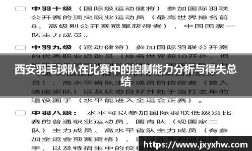 西安羽毛球队在比赛中的控制能力分析与得失总结