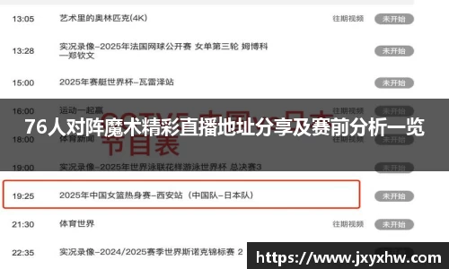 76人对阵魔术精彩直播地址分享及赛前分析一览